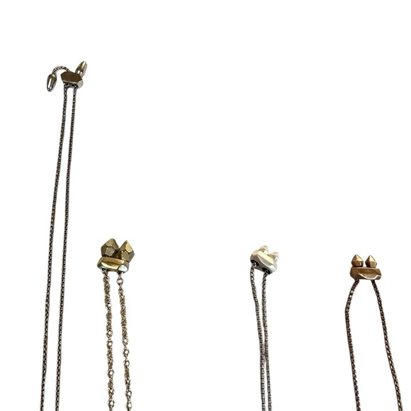 Lot Kendra Scott Silver & Gold Plated (4) Long Layering Necklaces Adjustable - Picture 5 of 6